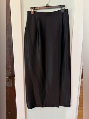 🌹 Classic Black Satin Long Wrap Skirt